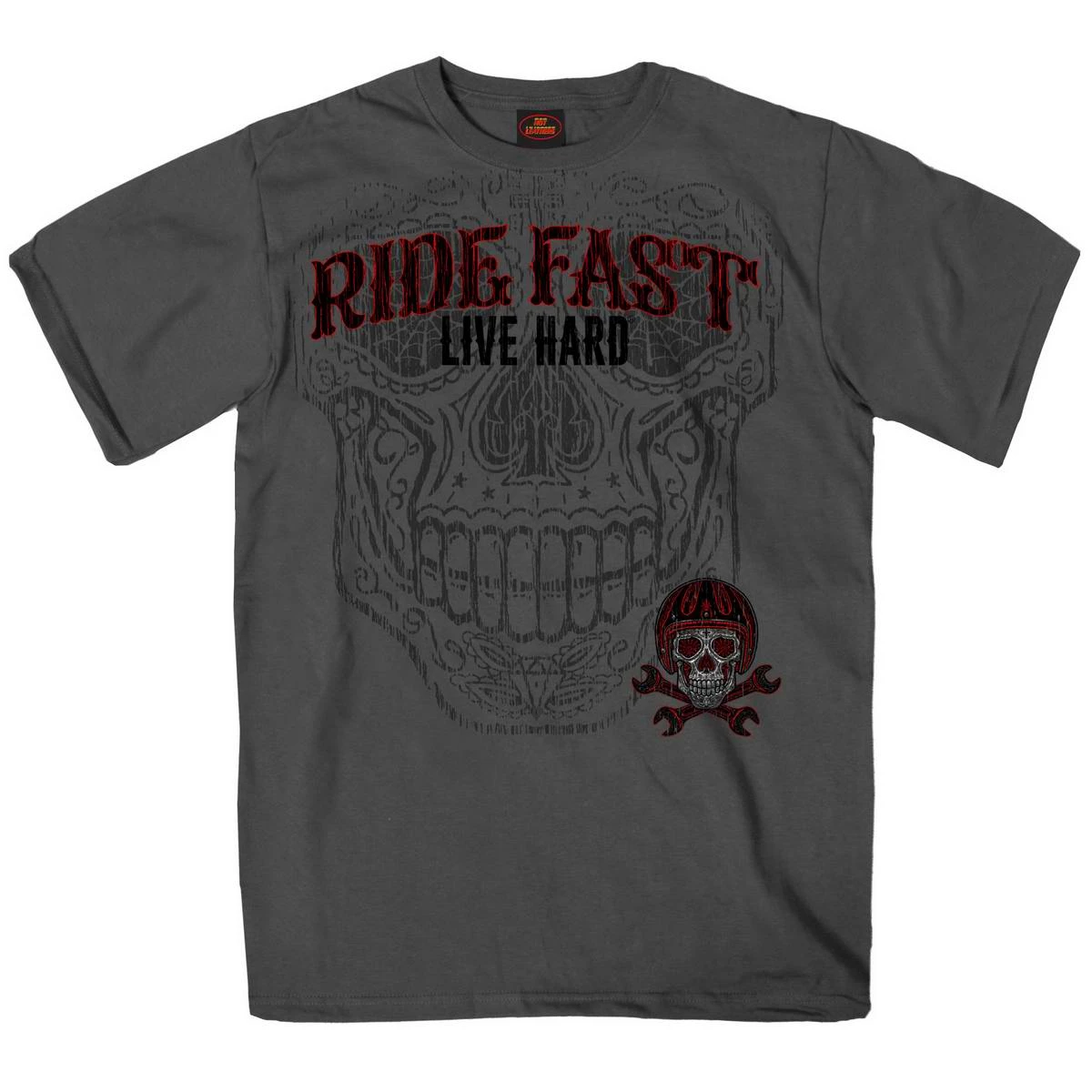 Riding Gear Hot Leathers GMD1480 Men's Sugar Wrenches Charcoal Short Sleeve T-Shirt