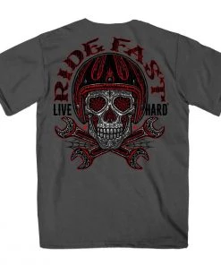 Riding Gear Hot Leathers GMD1480 Men's Sugar Wrenches Charcoal Short Sleeve T-Shirt