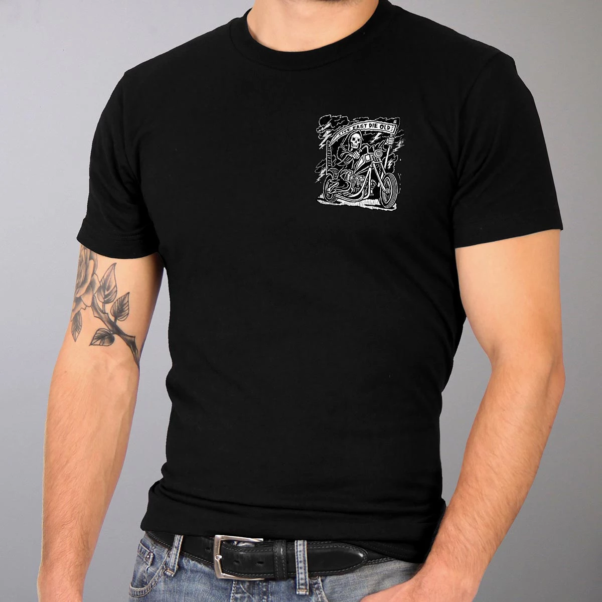 Hot Leathers GMD1484 Men's Black 'Reaper' T-Shirt Riding Gear