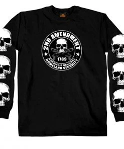 Hot Leathers GMD2158 Mens '2nd Amendment America's Original Homeland Security' Long Sleeve Black T-Shirt Riding Gear