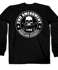 Hot Leathers GMD2158 Mens '2nd Amendment America's Original Homeland Security' Long Sleeve Black T-Shirt Riding Gear