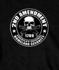Hot Leathers GMD2158 Mens'2nd Amendment America's Original Homeland Security' Long Sleeve Black T-Shirt Riding Gear