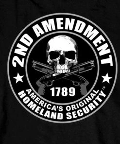 Hot Leathers GMD2158 Mens'2nd Amendment America's Original Homeland Security' Long Sleeve Black T-Shirt Riding Gear