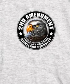 Hot Leathers GMD2338 Mens' 2nd Amendment Down Flags' Eagle Long Sleeve Ash Shirt Riding Gear