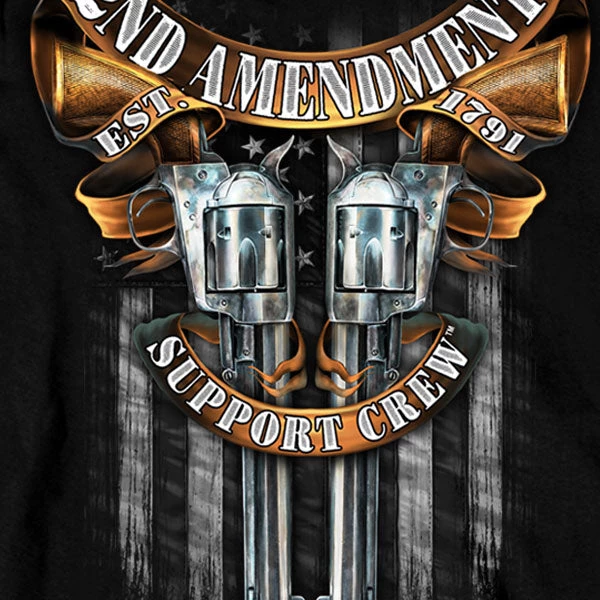 Hot Leathers GMD2385 Mens 'Crossed Pistols' Long Sleeve Black T-Shirt