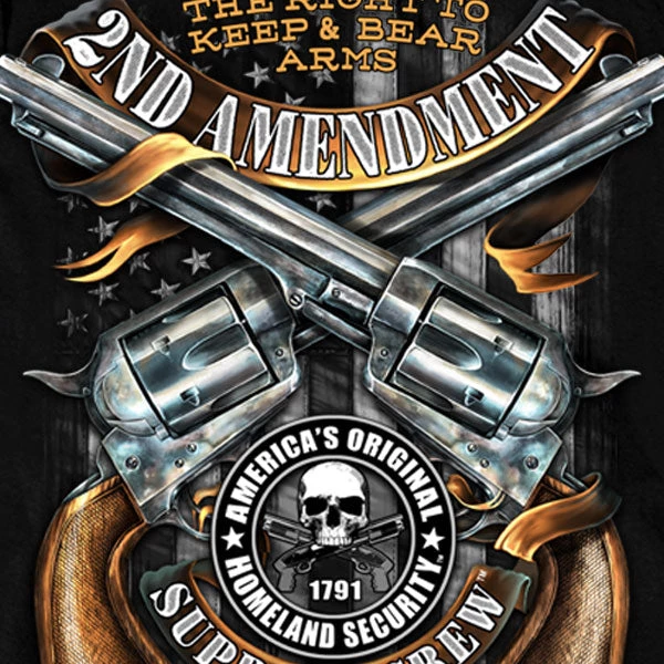 Hot Leathers GMD2385 Mens 'Crossed Pistols' Long Sleeve Black T-Shirt