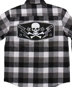 Hot Leathers GMD2401 Mens 'Skull And Bolts Flannel Long Sleeve Shirt Riding Gear