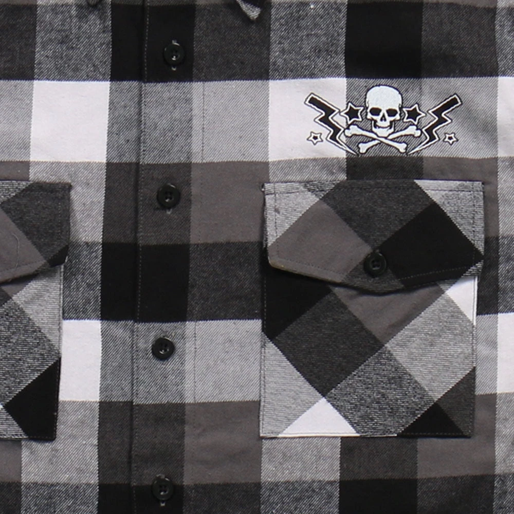 Hot Leathers GMD2401 Mens 'Skull And Bolts Flannel Long Sleeve Shirt Riding Gear