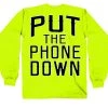 Riding Gear Hot Leathers GMD2410 Mens 'Put The Phone Down' Safety Green Long Sleeve T-Shirt