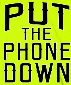 Riding Gear Hot Leathers GMD2410 Mens'Put The Phone Down' Safety Green Long Sleeve T-Shirt