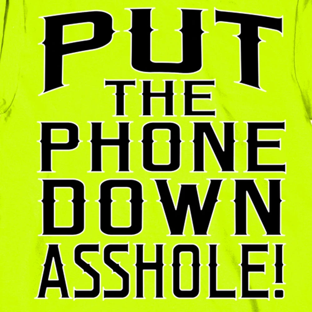 Hot Leathers GMD2435 Mens'Put The Phone Down A******' Safety Green Long Sleeve T-Shirt
