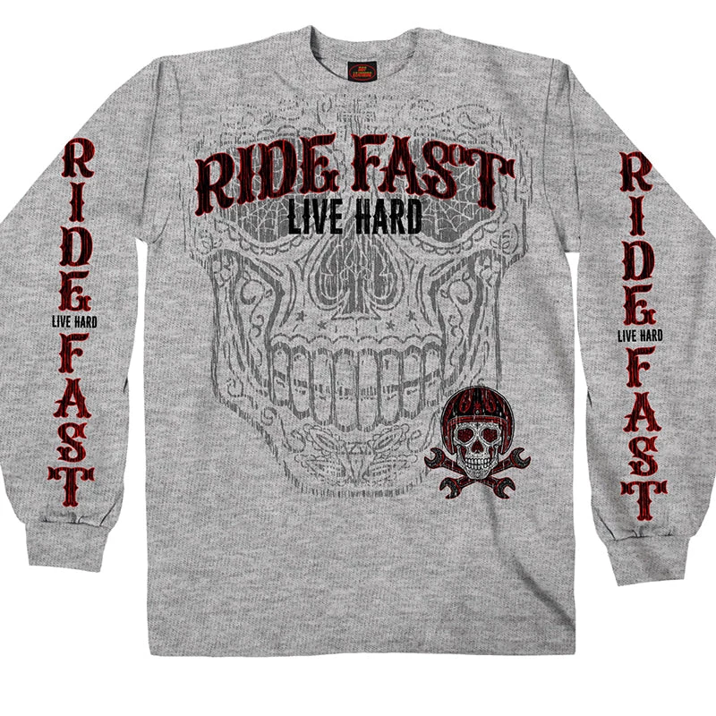 Hot Leathers GMD2480 Men's Sugar Wrenches Ash Long Sleeve Shirt Riding Gear