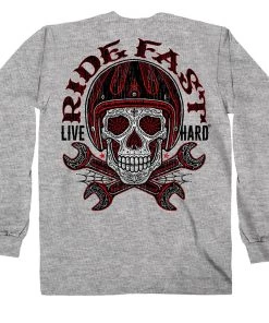 Hot Leathers GMD2480 Men's Sugar Wrenches Ash Long Sleeve Shirt Riding Gear