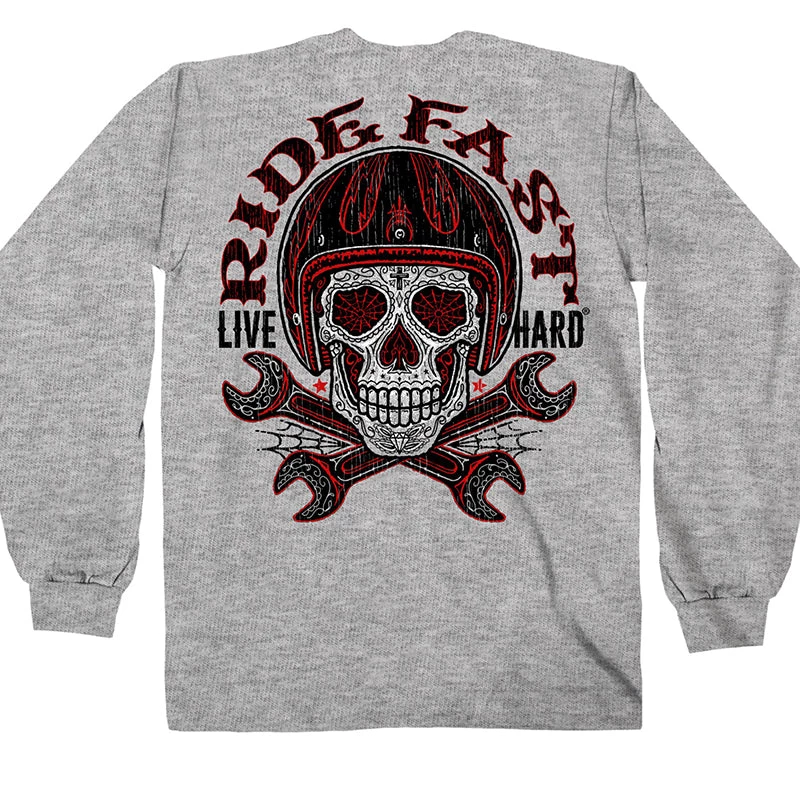 Hot Leathers GMD2480 Men's Sugar Wrenches Ash Long Sleeve Shirt Riding Gear