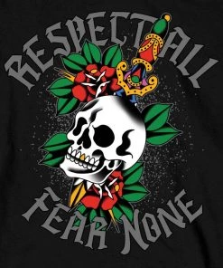 Hot Leathers GMD2514 Men's Black Respect All Fear None Long Sleeve T-Shirt