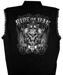 Hot Leathers GMD5015 Mens Ride Or Die Skull Sleeveless Denim Black Shirt Sleveless Denim Shirts