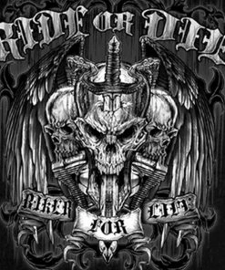 Hot Leathers GMD5015 Mens Ride Or Die Skull Sleeveless Denim Black Shirt Sleveless Denim Shirts