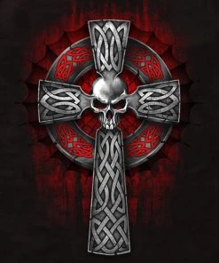 Hot Leathers GMD5022 Mens'Celtic Cross' Sleeveless Denim Black Shirt