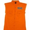 Sleveless Denim Shirts Hot Leathers GMD5090 Mens 'Can You See Me Now A****** Sleeveless Safety Orange Denim Shirt