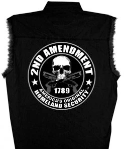 Hot Leathers GMD5200 Mens'2nd Amendment America's Original Homeland Security' Sleeveless Black Denim Shirt Sleveless Denim Shirts