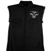 Sleveless Denim Shirts Hot Leathers GMD5237 Mens 'Shredder Skull' Black Sleeveless Denim Shirt
