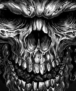 Sleveless Denim Shirts Hot Leathers GMD5237 Mens'Shredder Skull' Black Sleeveless Denim Shirt