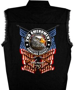 Sleveless Denim Shirts Hot Leathers GMD5338 Mens 'New Down Flag' Sleeveless Denim Black Shirt