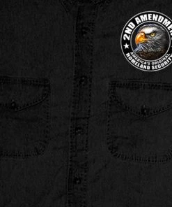 Sleveless Denim Shirts Hot Leathers GMD5338 Mens'New Down Flag' Sleeveless Denim Black Shirt