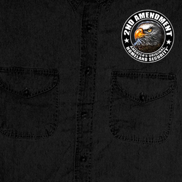 Sleveless Denim Shirts Hot Leathers GMD5338 Mens 'New Down Flag' Sleeveless Denim Black Shirt