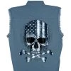 Sleveless Denim Shirts Hot Leathers GMD5372 Mens 'Flag And Skull' Sleeveless Blue Denim Shirt