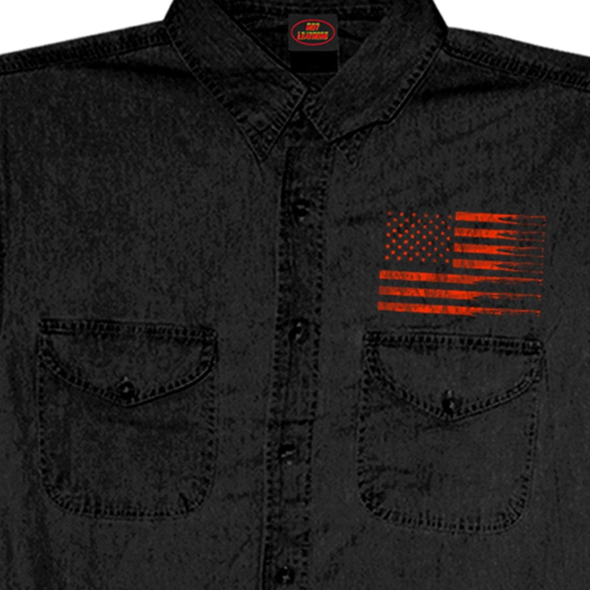 Hot Leathers GMD5430 Mens Black Flag Bullets Sleeveless Black Denim Shir Riding Gear