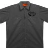 Riding Gear Hot Leathers GMD6113 Mens Charcoal Grey 'Brass Knuckles' Mechanic's Shop Shirt