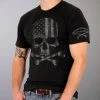 Hot Leathers GML1001 Men’s' Faded Flag Skull Black T-Shirt