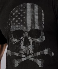 Hot Leathers GML1001 Men’s' Faded Flag Skull Black T-Shirt