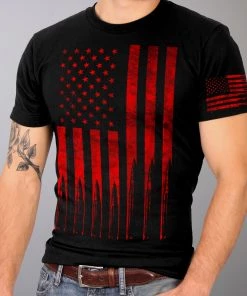 Hot Leathers GML1001 Men’s' Faded Flag Skull Black T-Shirt