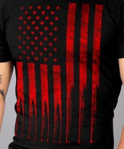 Hot Leathers GML1001 Men’s' Faded Flag Skull Black T-Shirt