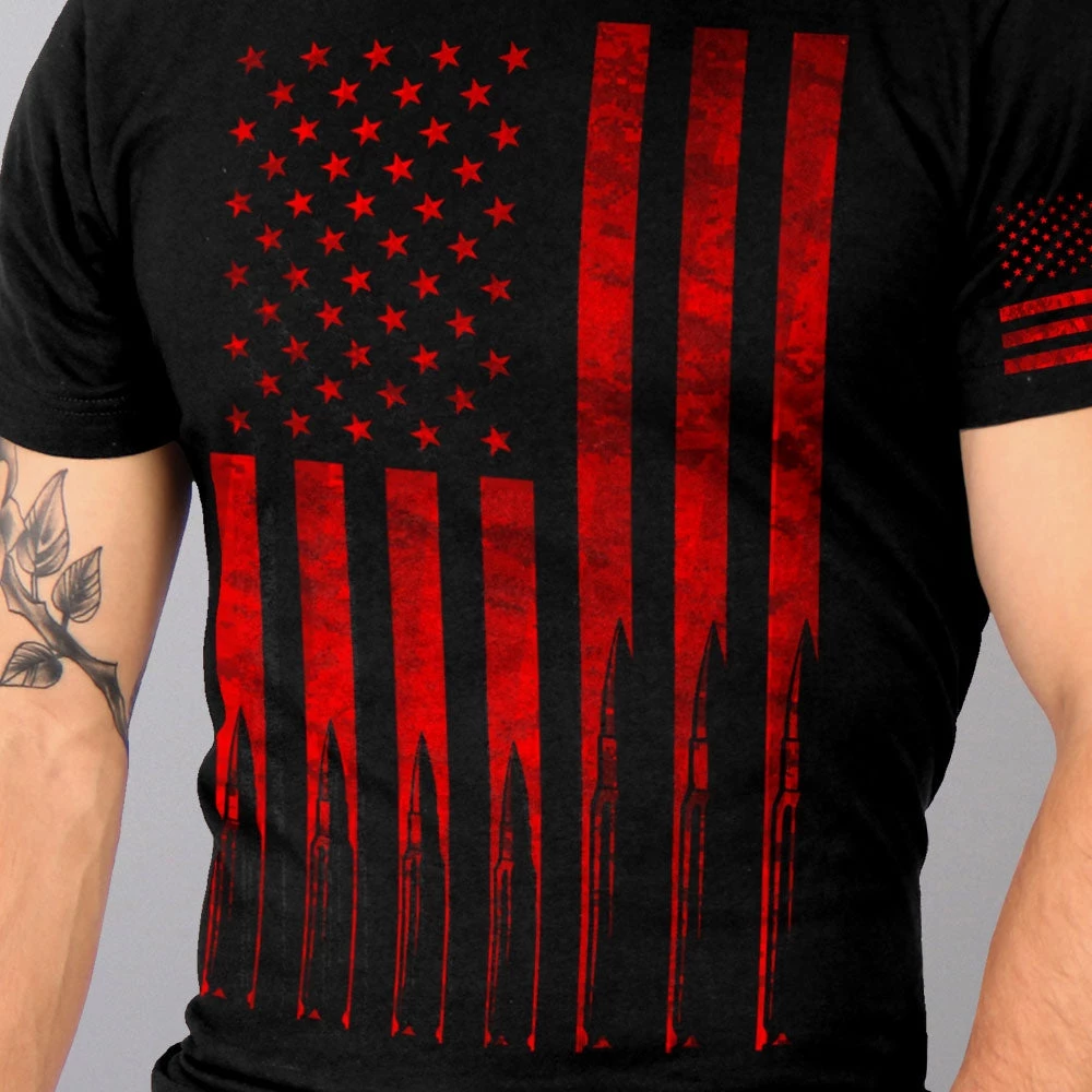 Hot Leathers GML1002 Men’s ‘American Flag Bullets’ Black T-Shirt