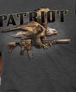 Riding Gear Hot Leathers GMD1004 Men's Heather Gray'SSLV Patriot Gun' T-Shirt