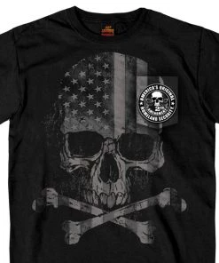 Hot Leathers GMP1388 Men’s ‘Patriotic Skull Pocket’ Black T-Shirt
