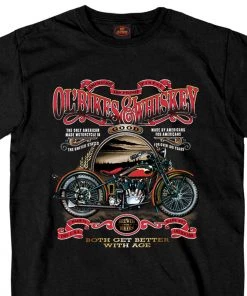 Hot Leathers GMS1074 Men’s ‘Ol' Bikes & Whiskey’ Black T-Shirt
