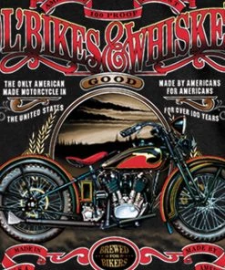 Hot Leathers GMS1074 Men’s ‘Ol' Bikes & Whiskey’ Black T-Shirt