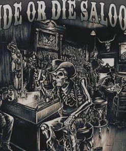 Hot Leathers GMS1126 Men’s ‘Ride Or Die Saloon’ Charcoal T-Shirt