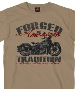 Riding Gear Hot Leathers GMS1183 Men’s ‘Forged In American Tradition’ Khaki T-Shirt