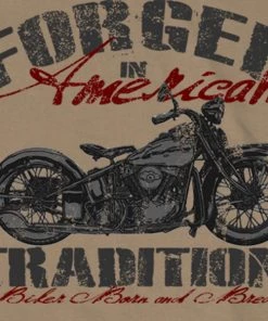 Riding Gear Hot Leathers GMS1183 Men’s ‘Forged In American Tradition’ Khaki T-Shirt