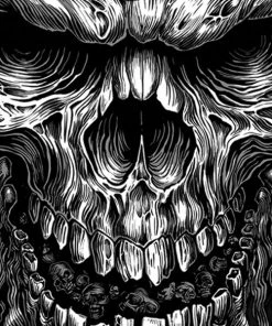 Hot Leathers GMS1237 Men’s ‘Shredder Skull Jumbo Print’ Black T-Shirt