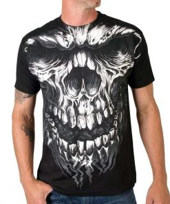 Hot Leathers GMS1237 Men’s ‘Shredder Skull Jumbo Print’ Black T-Shirt