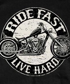 Hot Leathers GMS1246 Men's Black 'Circle Bike - Ride Fast-Live Hard' T-Shirt