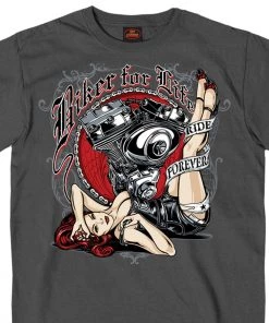 Hot Leathers GMS1294 Men’s Motor Pin Up Black Short Sleeve T-Shirt