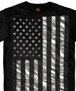 Hot Leathers GMS1334 Men’s ‘Jumbo Black And White US Flag’ Black T-Shirt