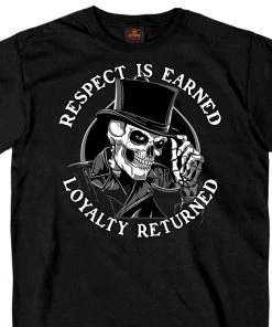 Riding Gear Hot Leathers GMS1347 Men’s ‘Respect Top Hat’ Black T-Shirt